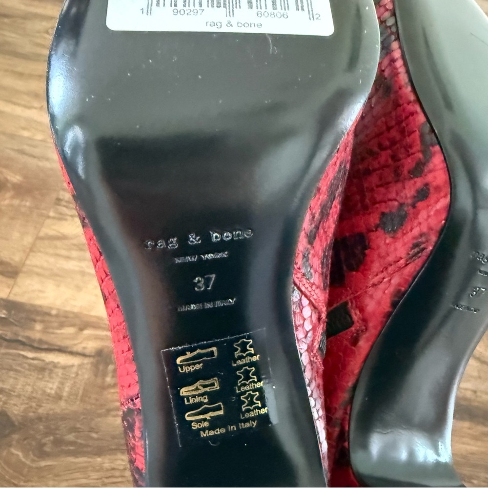 RAG & BONE Ellis Ankle Boot in Red Snakeskin Embossed Leather Size 7 NWT - Picture 9 of 14